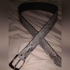 New Handmade Men/Womens Black & Gray Python Snakeskin Belt (size 32/34)  1.5"W